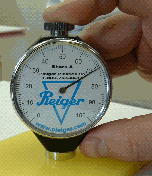 Using a Pleiger Plastics durometer gauge