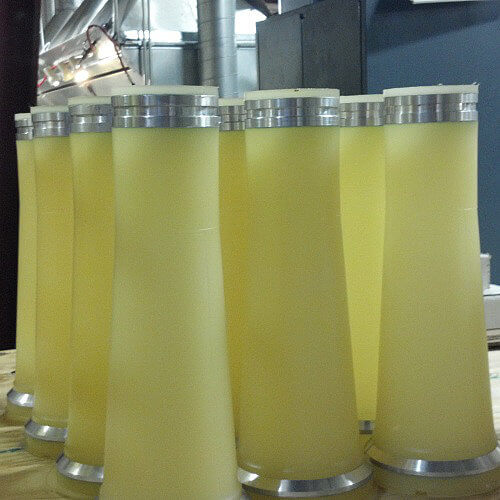 Group of yellow Hydrocyclones