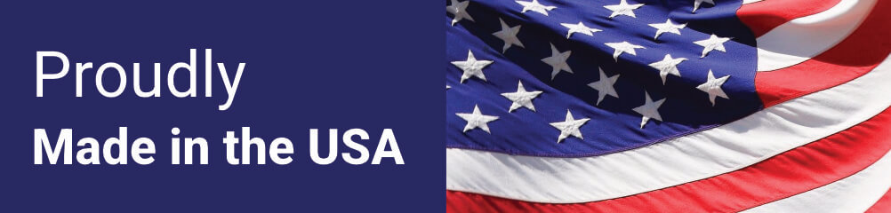 Cast polyurethane products manufacturer Pleiger Plastics Company's products are proudly Made in the USA banner with American flag